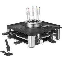 WMF Grill Gourmet 3 en 1 Lumero parrilla de mesa raclette y fondue. Plata / Negro
