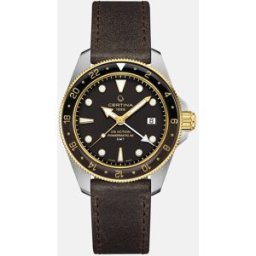 Certina Reloj de hombre DS Action GMT C0329292605100 de piel marrón. Negro