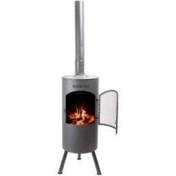 BONFEU Chimenea de Leña Exterior Bontino Black. Negro