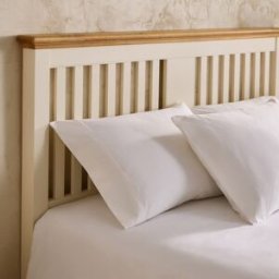 El Corte Inglés Cabecero doble de madera de roble Hampstead . (Cama 135 cm) Blanco roto/Roble