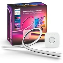 Philips Kit de inicio Tira de luces LED Hue Play Gradient para PC - 24-27" + Hue Bridge. Blanco