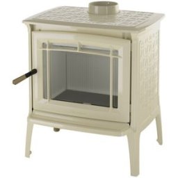 Hergom Estufa de Leña Shelburne Esmaltada Blanca. Blanco / Madera