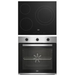 Beko Conjunto de horno y placa vitrocerámica BBSE12122XD con AeroPerfect. Inox