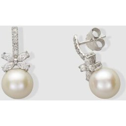 El Corte Inglés Pendientes My Wedding de oro, diamantes, topacio y perla. Blanco