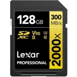 Lexar Tarjeta de memoria Professional SDXC 128GB 2000x Serie GOLD. Negro / Dorado