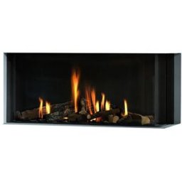 NORA FLAMES Chimenea Gas Natural Pano 1600 Esquinera Derecha. Negro