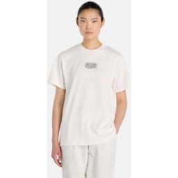 New Balance Camiseta casual de mujer Lace Icon . (XS) Blanco roto