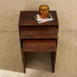 El Corte Inglés Set de 3 mesas auxiliares nido de madera de mango Kenia. Natural