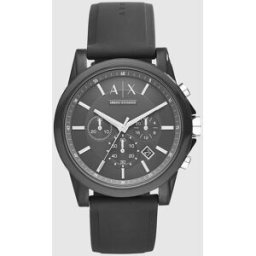 Giorgio Armani Reloj de hombre de silicona con cronógrafo. Negro