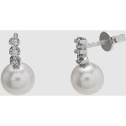 El Corte Inglés Pendientes Black & White de oro con diamantes y perla. Blanco