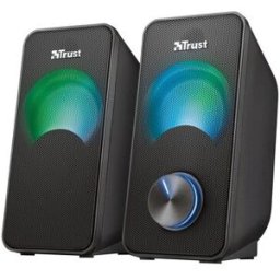 Trust Altavoces Arys RGB Compact 2.0 con iluminación LED para PC. Negro