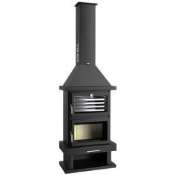 FM CALEFACCIÓN Chimenea de Leña Frontal con Horno C-200 H. Negro