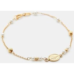 El Corte Inglés Pulsera Virgen de oro y perla. Blanco