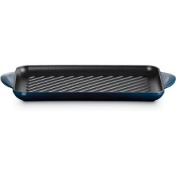 Le Creuset Parrilla rectangular de hierro fundido . (Grill de 32 cm) Azul oscuro