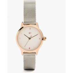 Parfois Reloj de mujer de acero inoxidable con correa de malla metalizada. Multicolor