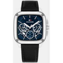 Tommy Hilfiger Reloj de hombre Herald Skeleton 1710756 de piel negro. Azul