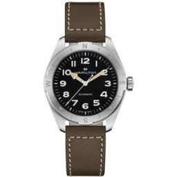 Hamilton Reloj de hombre automático Khaki Field Expedition de 41 mm H70315830 con correa de piel. Verde