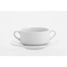 Vista Alegre Taza de consomé con plato Perla . Blanco