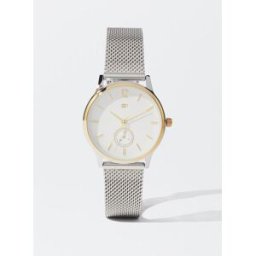 Parfois Reloj de mujer de acero inoxidable con malla metálica en plateado. Plateado