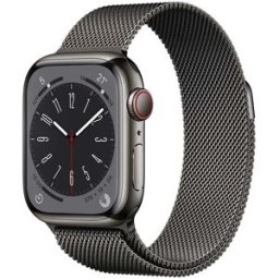 Apple Watch Series 8 GPS + Cellular 41mm con caja de acero inoxidable en grafito y pulsera Milanese Loop en grafito. Grafito
