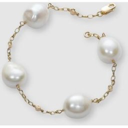 El Corte Inglés Pulsera de oro con perlas y diamantes. Blanco