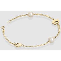 El Corte Inglés Pulsera de niña de oro con perla. Blanco