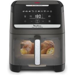 Moulinex Freidora de Aire Easy Fry Silence EZ846, Rejilla de Cocción de 2 Niveles, 10 Programas. Negro