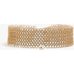 Parfois Choker rígido de rejilla con abalorio de perla decorativa. Blanco