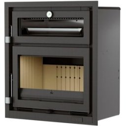 FM CALEFACCIÓN Insertable Leña 70 cm IT-170 H Sin Turbinas Horno Cerrado en Inox. Bandeja Horno de 50 cm.. Negro