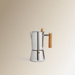 El Corte Inglés Cafetera de acero inoxidable con mango acacia . (4 Tazas) Acero