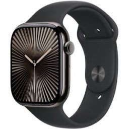 Apple Watch Series 10 GPS + Cellular 46mm Titanio Pizarra con correa Deportiva Negra S-M. Pizarra