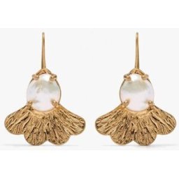 Parfois Pendientes con forma de media flor y perla decorativa. Blanco