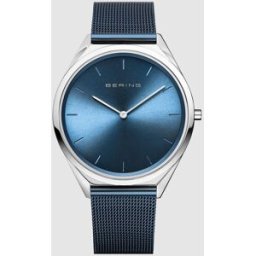 Bering Reloj de hombre 17039-307 de malla de acero azul. Azul