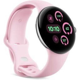 Google Pixel Watch 3 41mm, Caja de aluminio color plata pulida y correa deportiva color rosa cuarzo, Wi-Fi Smartwatch. Plata / Rosa