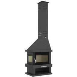 FM CALEFACCIÓN Chimenea de Leña 2 Caras Esquinera Izquierda C-302 IK. Negro