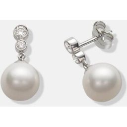 El Corte Inglés Pendientes de oro, perlas y diamantes. Blanco
