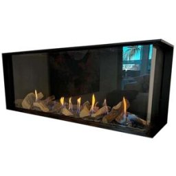 NORA FLAMES Chimenea Gas Natural Pano 1300 Esquinera Derecha. Negro