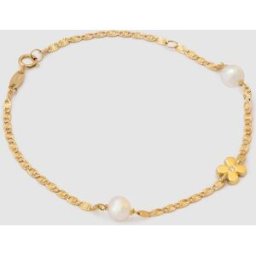 El Corte Inglés Pulsera de niña de oro con perlas. Blanco