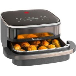 Moulinex Freidora de Aire y Pizza Easy Fry XL Surface Doble Resistencia 2200W, Ventana de Visualización. Negro