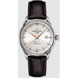 Certina Reloj de hombre DS-1 de piel marrón. Plateado