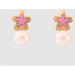 El Corte Inglés Pendientes de niña de oro y perla. Blanco