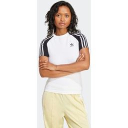 Adidas Camiseta de mujer Adicolor Raglan Slim 3 bandas Originals. (XS) Blanco