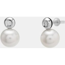 El Corte Inglés Pendientes de oro, diamantes y perlas. Blanco