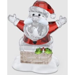 Swarovski Figura decorativa Holiday Cheers Papá Noel y Chimenea. Rojo