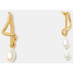 Missoma Pendientes dorados con perla barroca. Blanco