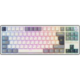 Royal Kludge Teclado para Mac y Windows R87Pro ISO-ES RGB Hot-Swappable Switch Creamy Half Grey. Crema