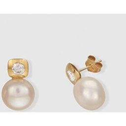 El Corte Inglés Pendientes de oro y perla . Blanco
