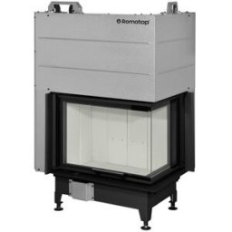 ROMOTOP Chimenea Leña Heat E2G81-40 Esquinera Derecha. Negro / Gris