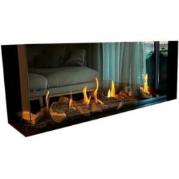 NORA FLAMES Chimenea Gas Natural Pano 1100 Esquinera Izquierda. Negro