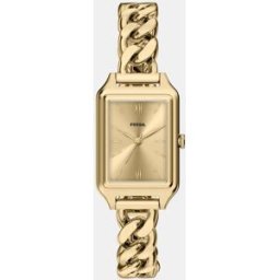 Fossil Reloj de mujer raquel de acero inoxidable con tres agujas. Dorado
